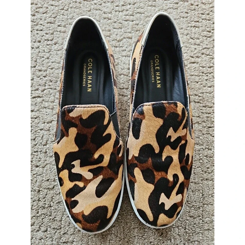 COLE HAAN GrandPro Spectator 2.0 Slip-On Sneaker Shoes Camo Hair Calf $130 Sz 8